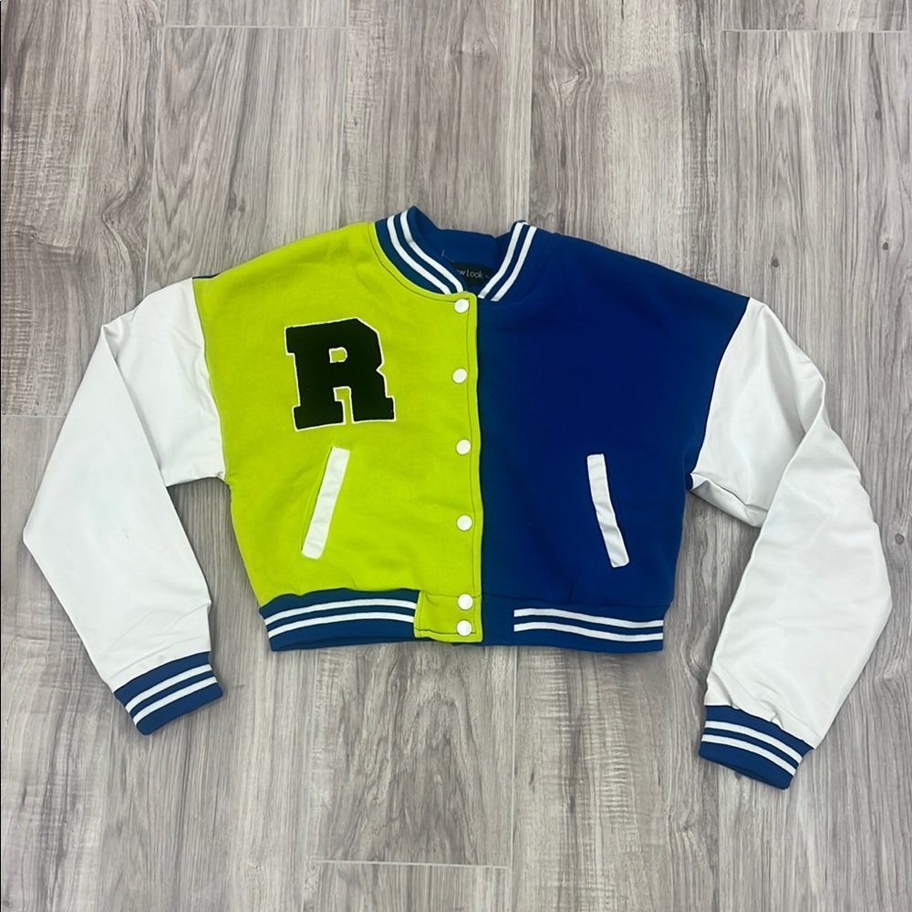 New Look Blue and White Varsity Jacket